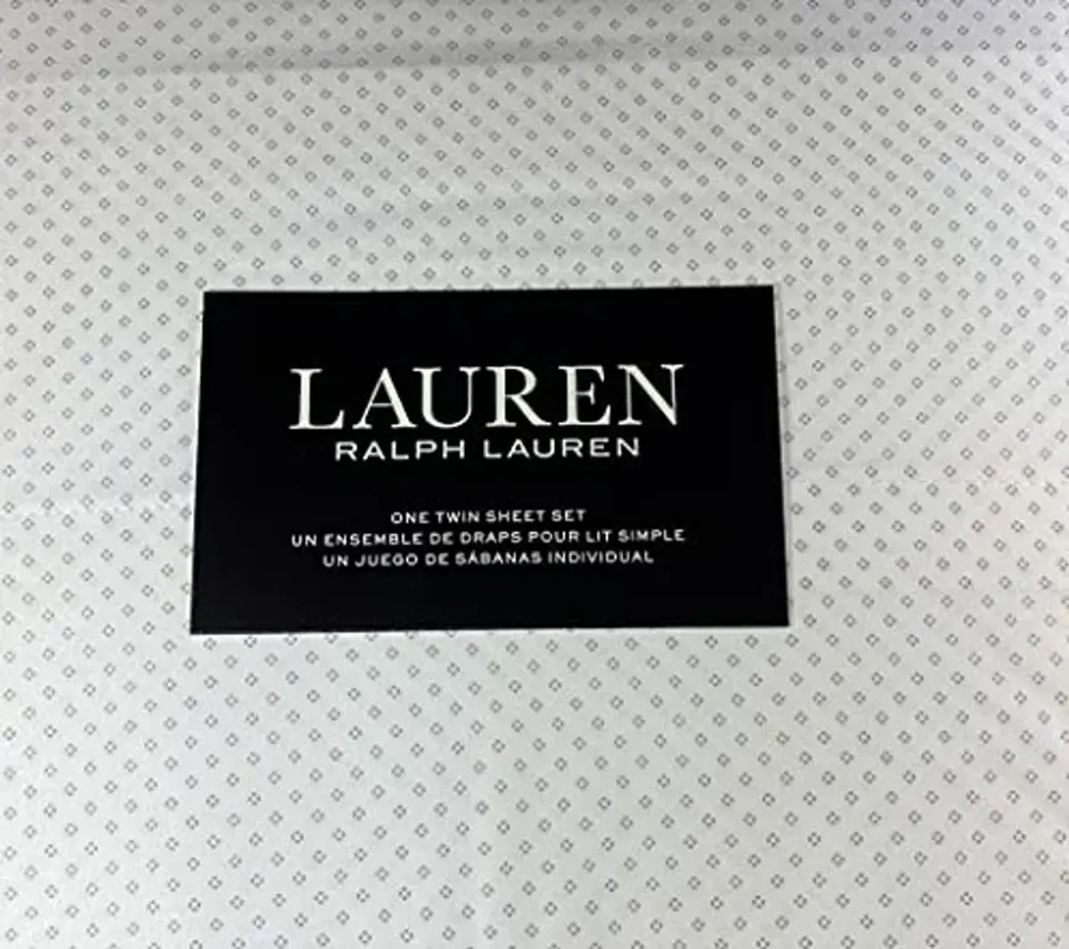 Lauren Twin Size Geometric Print Sheet Set Cotton Grey and White