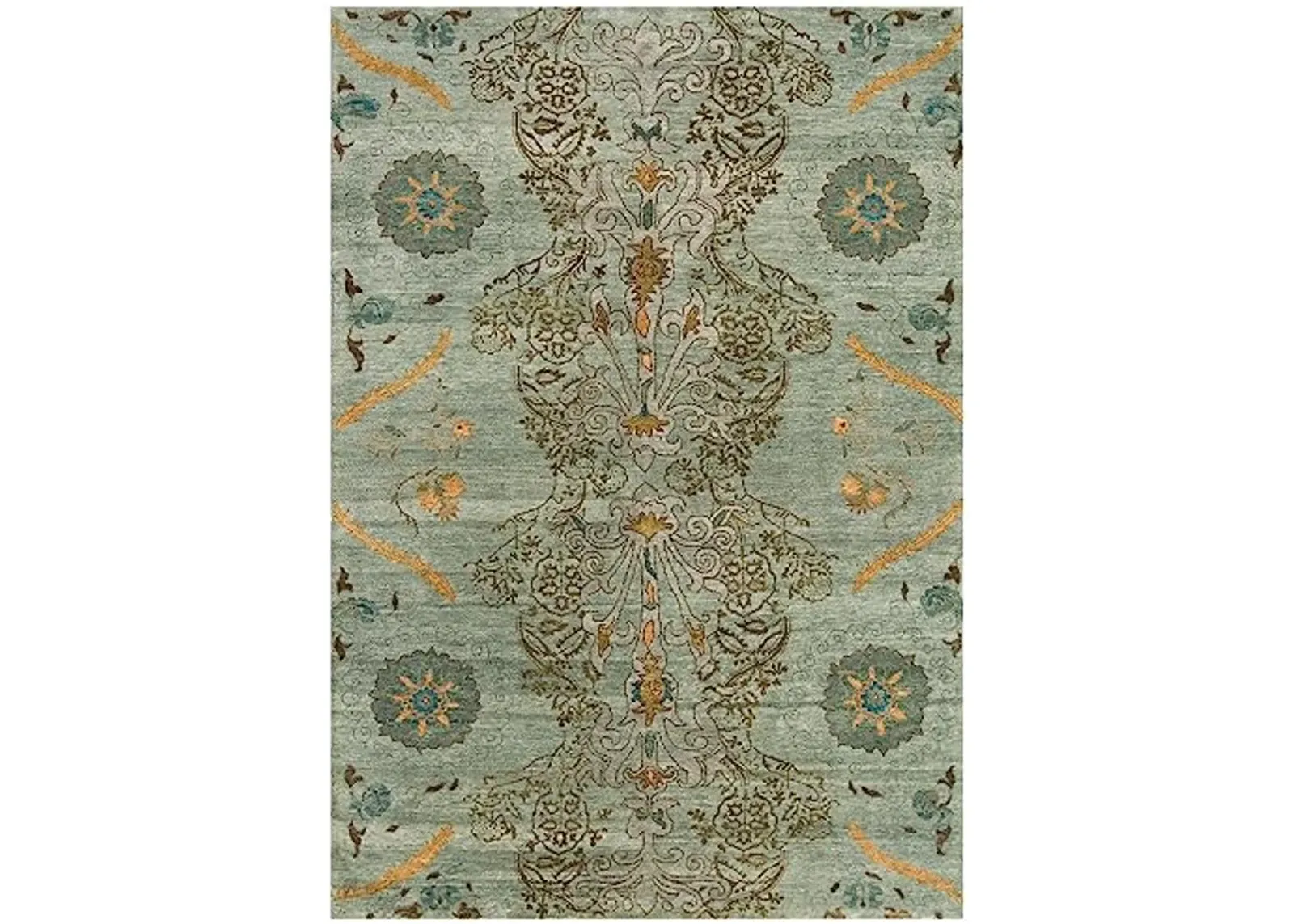 Feizy - Vardo Casual Floral & Botanical, Blue/Green/Gold, 2' x 3' Accent Rug