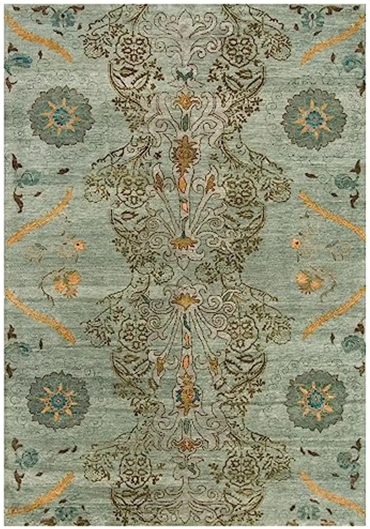 Feizy - Vardo Casual Floral & Botanical, Blue/Green/Gold, 2' x 3' Accent Rug