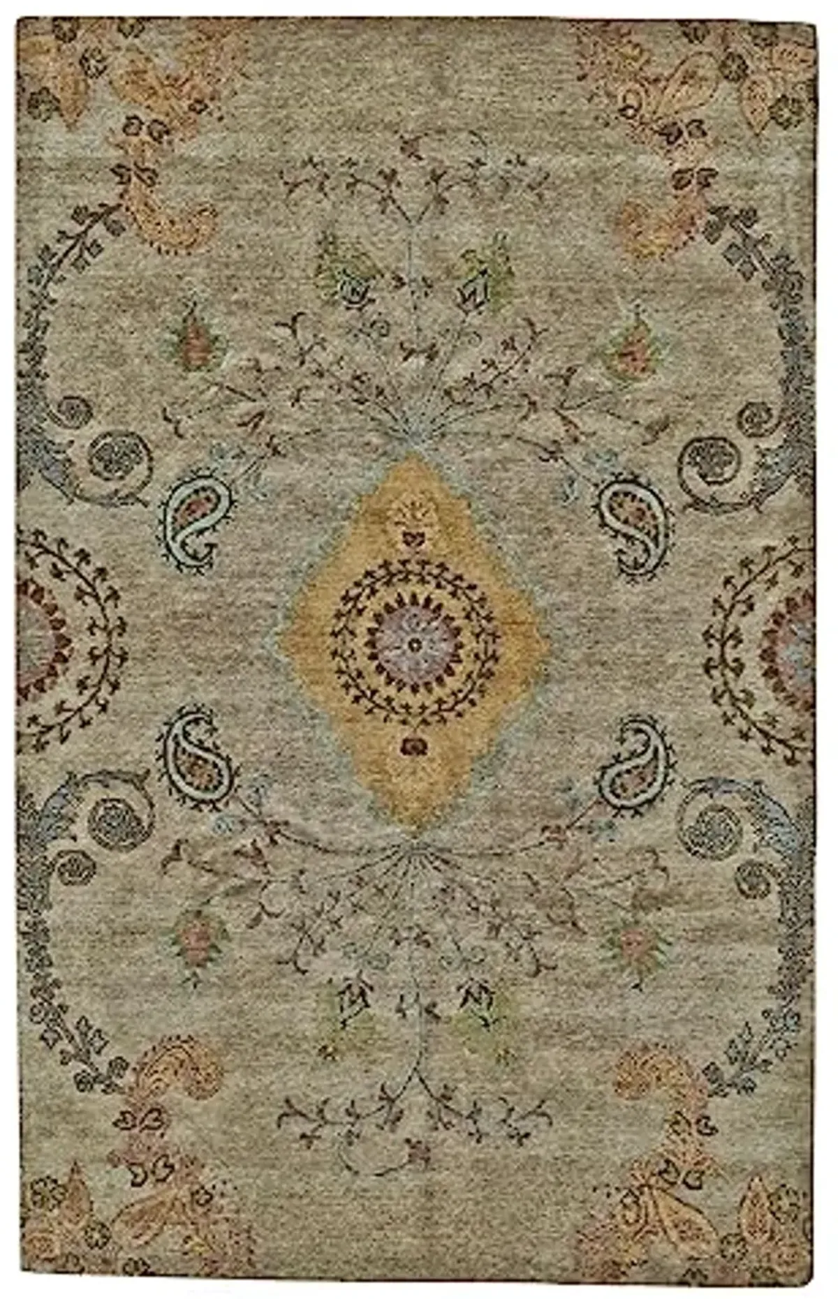 Feizy - Vardo Casual Damask, Green/Gold/Brown, 2' x 3' Accent Rug