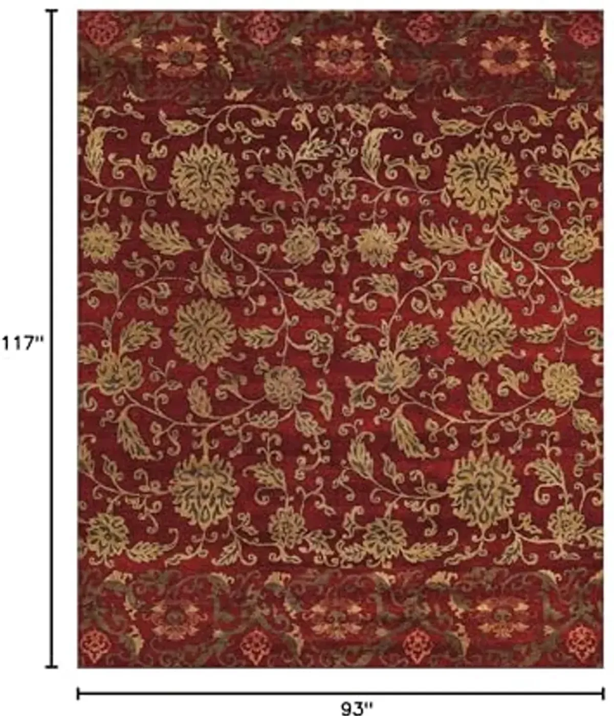 Feizy - Vardo French & Victorian Damask, Red/Gold, 7'-9" x 9'-9" Area Rug