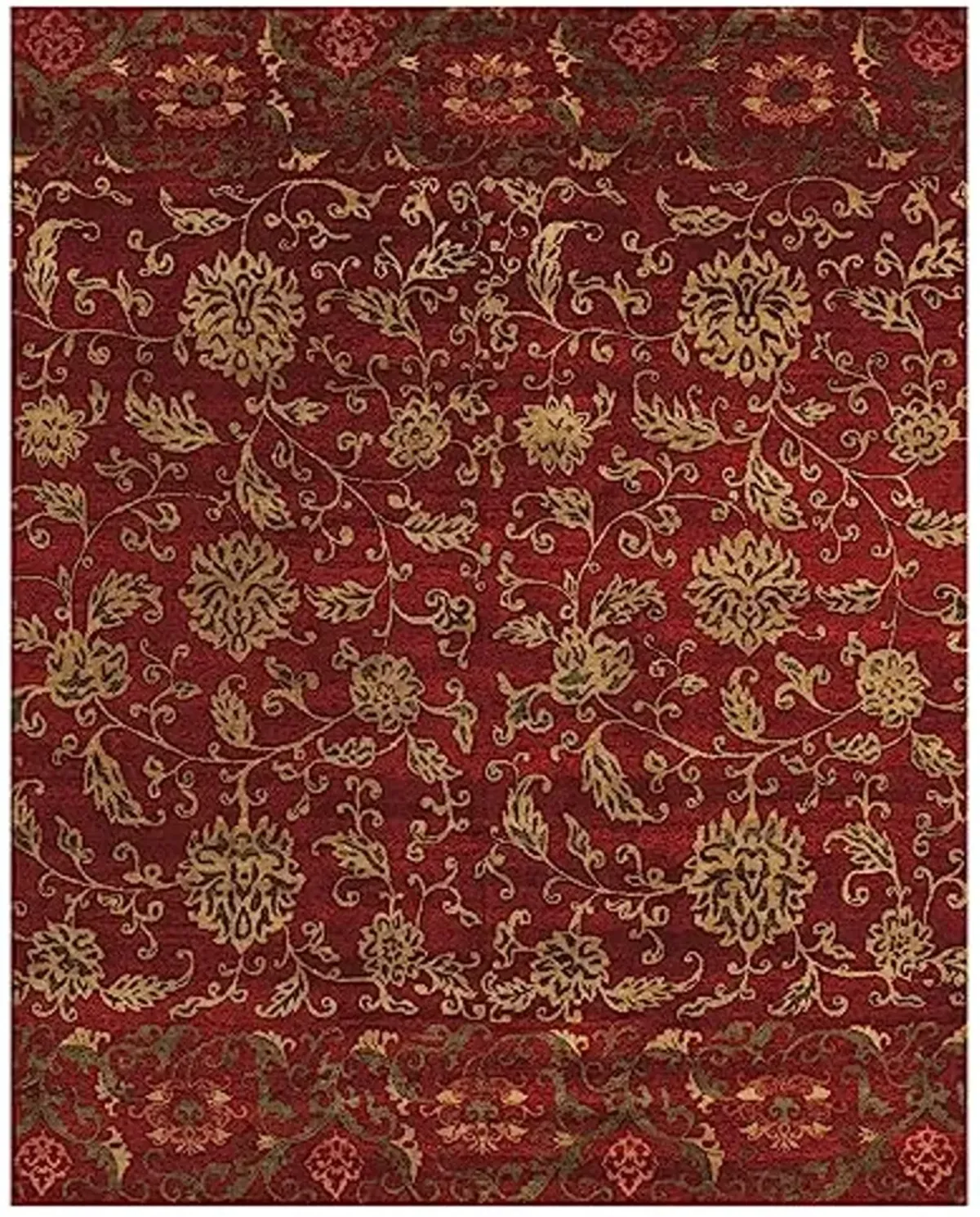 Feizy - Vardo French & Victorian Damask, Red/Gold, 7'-9" x 9'-9" Area Rug