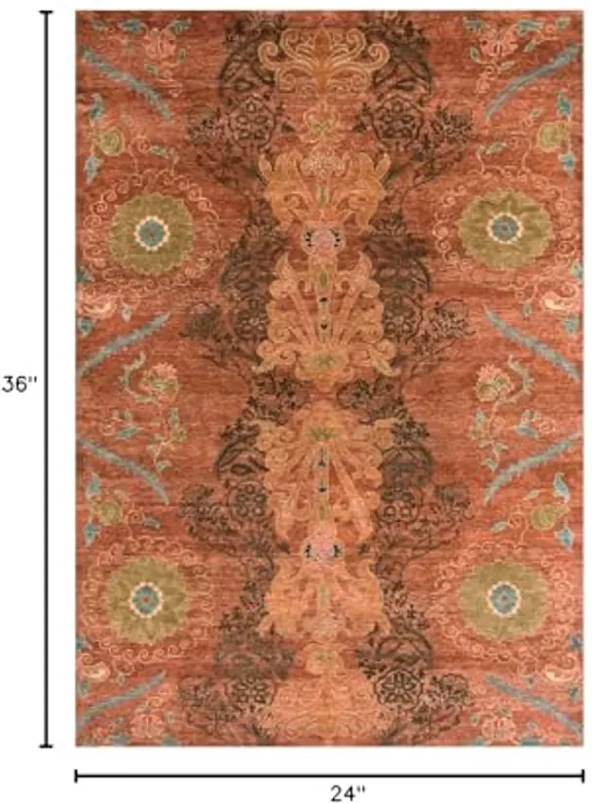 Feizy - Vardo Casual Floral & Botanical, Red/Orange/Green, 2' x 3' Accent Rug