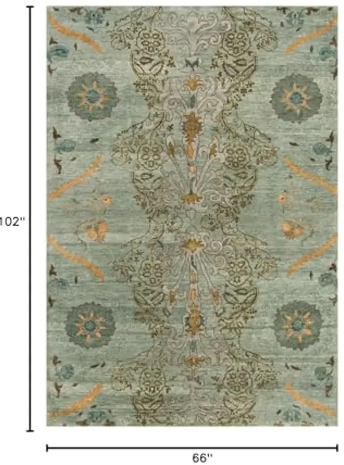 Feizy - Vardo Casual Floral & Botanical, Blue/Green/Gold, 5'-6" x 8'-6" Area Rug