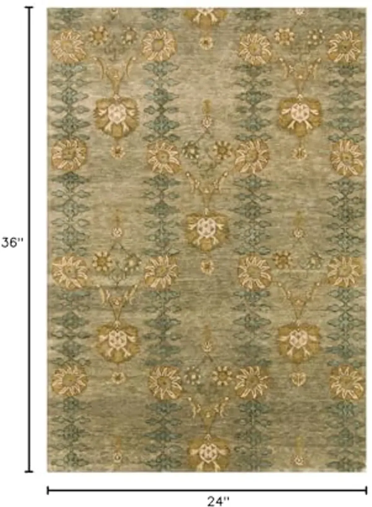 Feizy - Vardo Bohemian & Eclectic Damask, Gray/Blue/Yellow, 2' x 3' Accent Rug