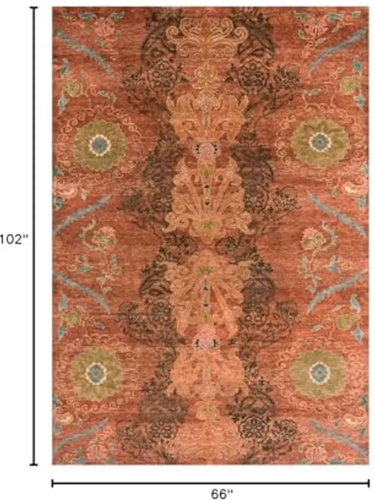 Feizy - Vardo Casual Floral & Botanical, Red/Orange/Green, 5'-6" x 8'-6" Area Rug