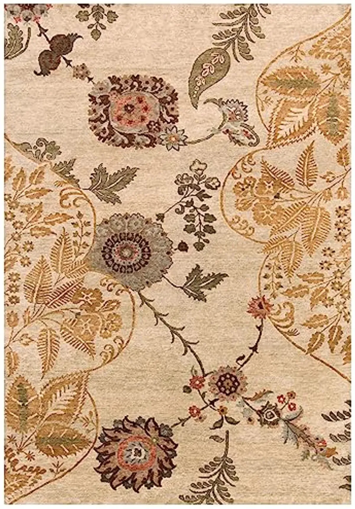 Feizy - Vardo Bohemian & Eclectic Floral & Botanical, Gold/Ivory/Green, 5'-6" x 8'-6" Area Rug