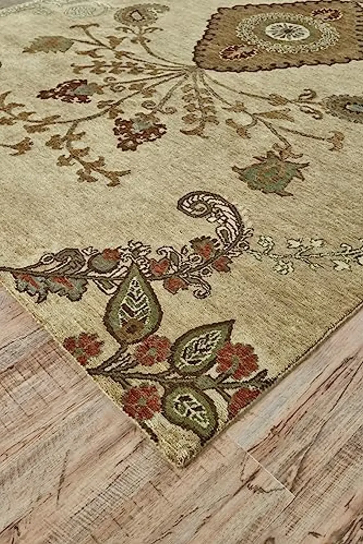 Feizy - Vardo Casual Damask, Taupe/Brown/Green, 2' x 3' Accent Rug