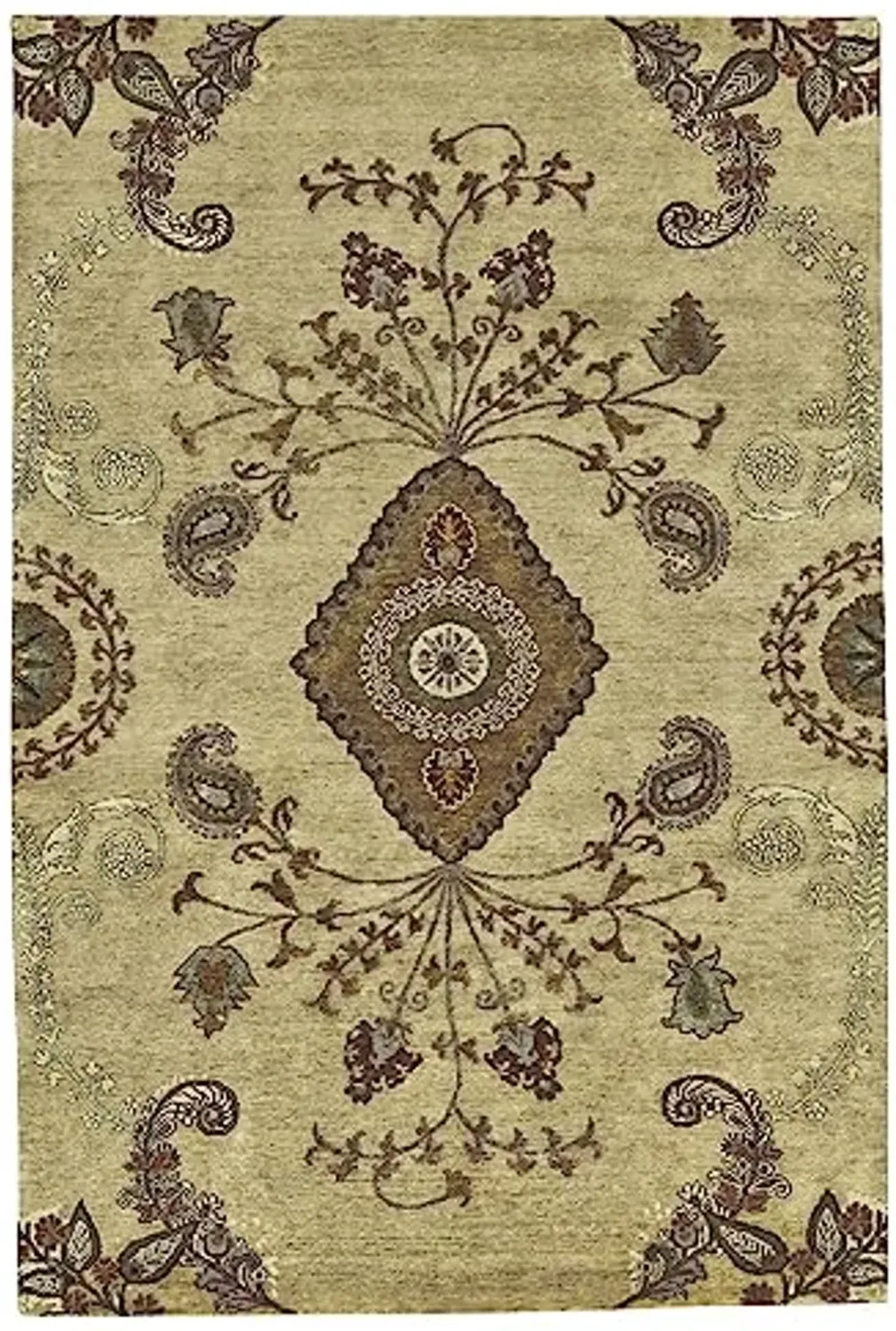 Feizy - Vardo Casual Damask, Taupe/Brown/Green, 2' x 3' Accent Rug