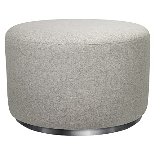 Babyletto Tuba Gliding Ottoman in Performance Grey Eco-Weave with Silver Base, Water Repellent & Stain Resistant, Greenguard Gold and CertiPUR-US Certified
