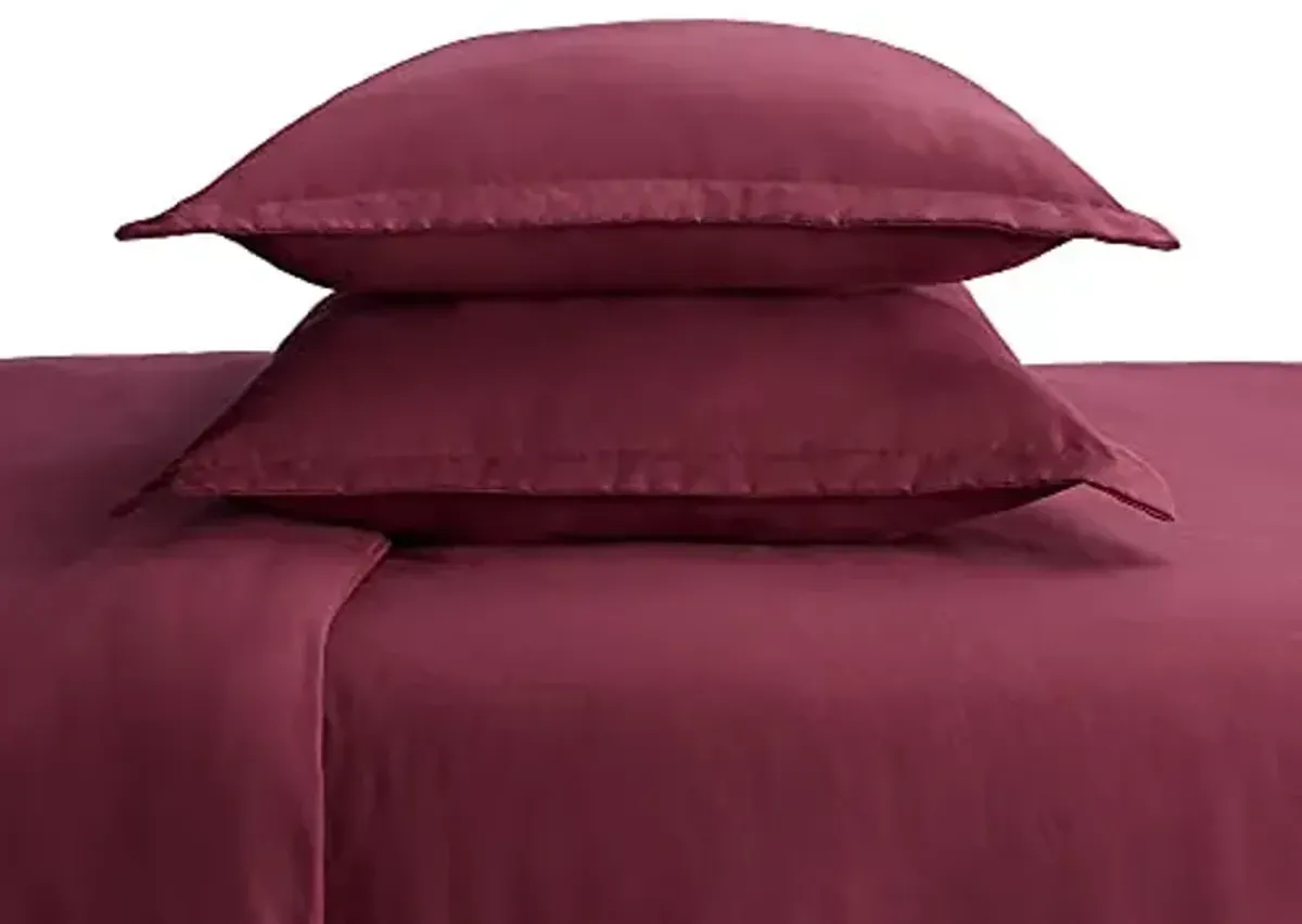 SERTA Simply Clean Ultra Soft Hypoallergenic Stain Resistant 3 Piece Solid Duvet Cover Set, Burgundy, Full/Queen