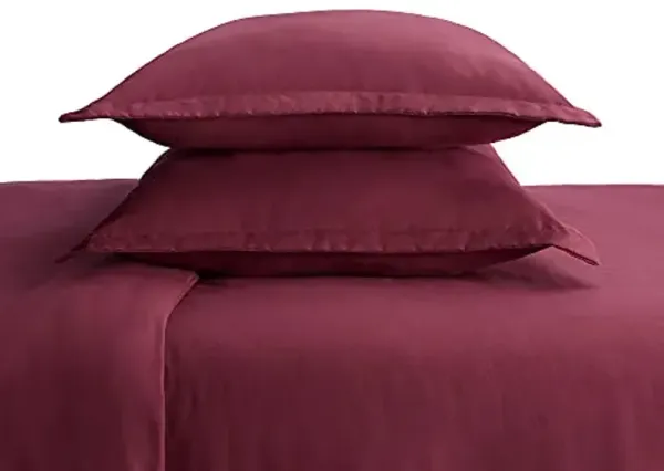 SERTA Simply Clean Ultra Soft Hypoallergenic Stain Resistant 2 Piece Solid Duvet Cover Set, Burgundy, Twin/Twin XL