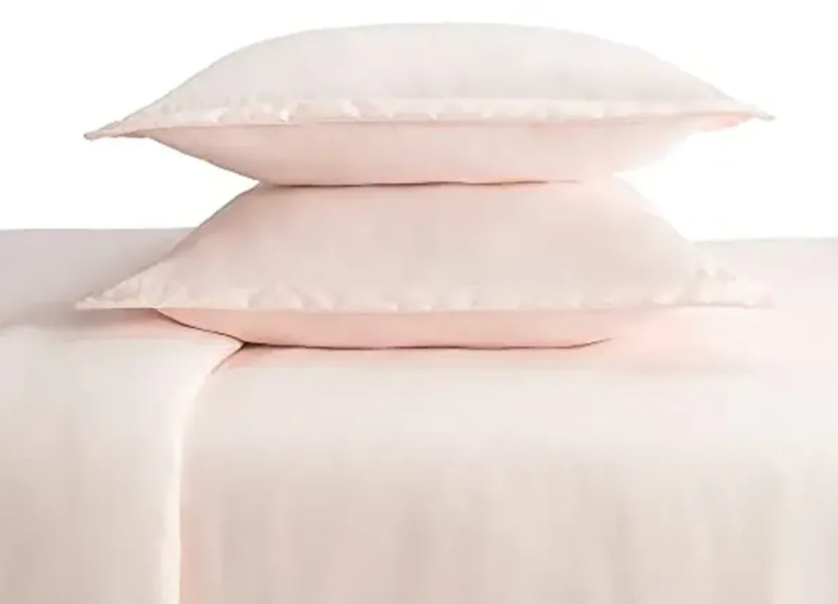 SERTA Simply Clean Ultra Soft Hypoallergenic Stain Resistant 3 Piece Solid Duvet Cover Set, Blush, Full/Queen