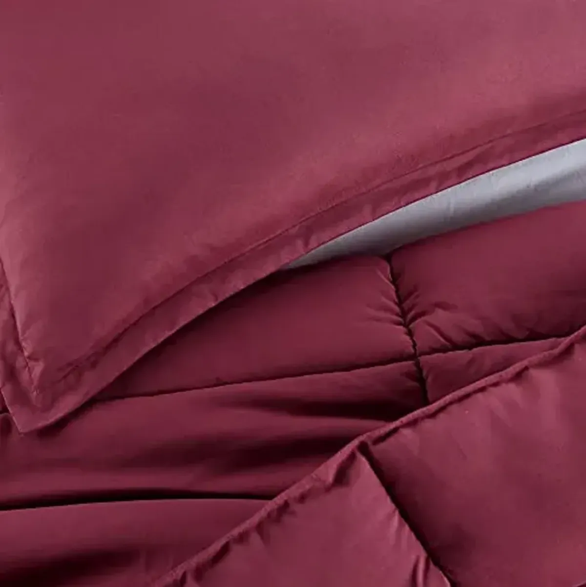 SERTA Simply Clean Ultra Soft Hypoallergenic Solid 3 Piece Comforter Set, Full/Queen, Burgundy