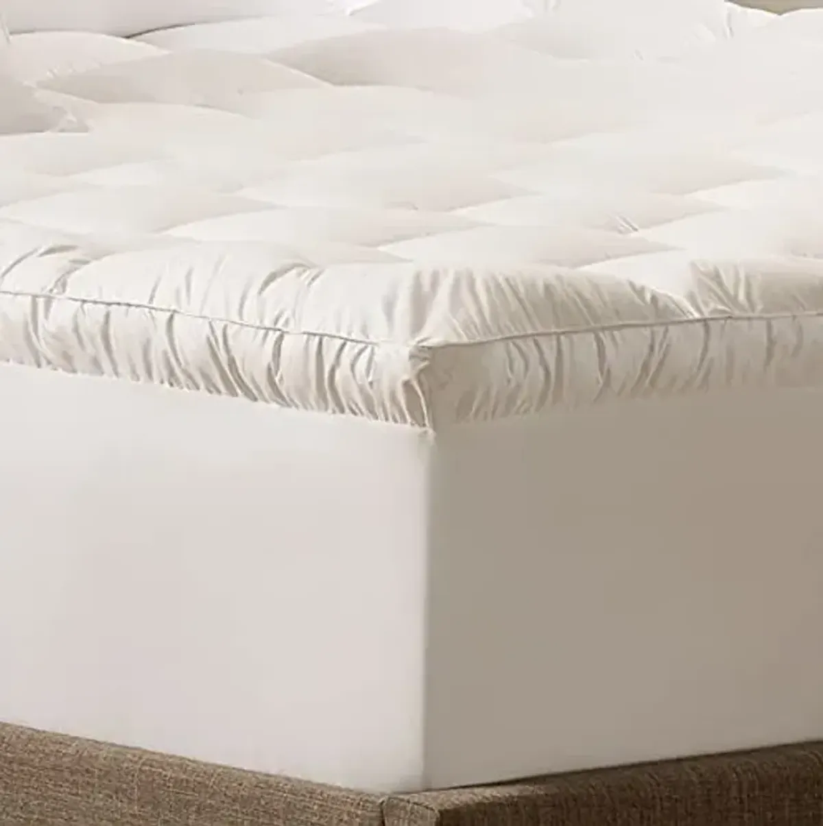 SERTA Down Illusion Soft Hypoallergenic 2 inch Pillowtop Simple Fit Mattress Topper, California King, White
