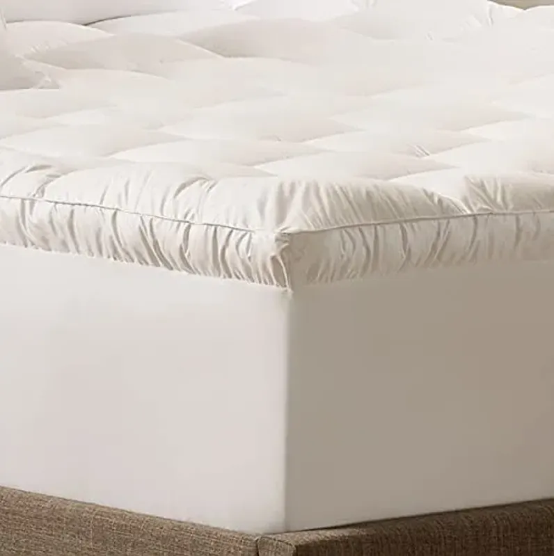 SERTA Down Illusion Soft Hypoallergenic 2 inch Pillowtop Simple Fit Mattress Topper, Twin, White