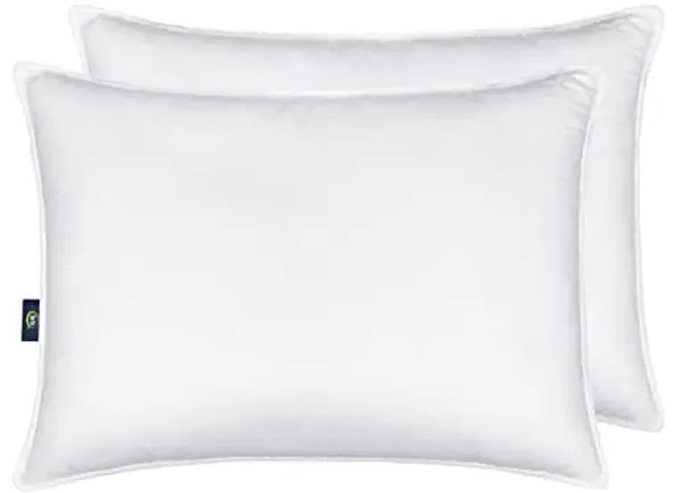 Serta Down Illusion Soft Hypoallergenic Soft/Medium Bed Pillows for Side, Stomach or Back Sleepers (2 Pack), King, White