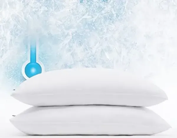 Serta Power Chill Cooling Pillow Protectors, Stain Resistant and Zippered Pillow Protector, Protects Pillow from Dust and Dirt (2 Pack), Standard/Queen, White