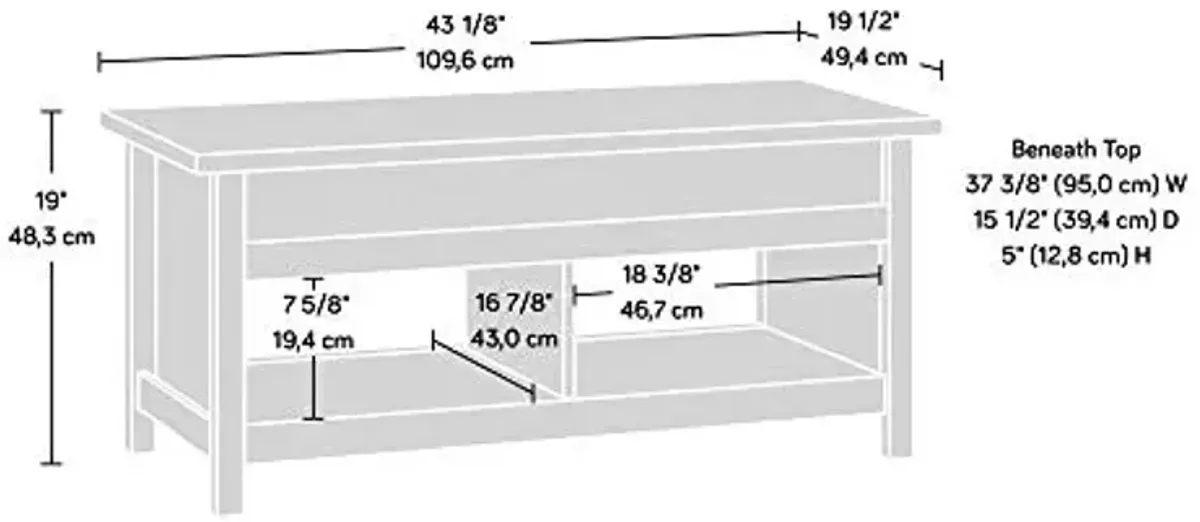 Sauder Cannery Bridge Lift-top Coffee Table, Chalked Chestnut Finish