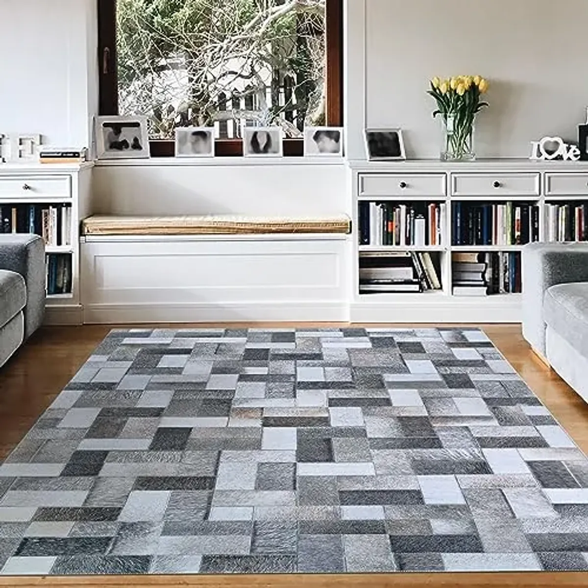 Couristan Prairie Indoor Area Rug – 2' x 3'7" in Grey-Brown (No Foil), Durable Digitally Printed Geometric Design Rug – Living Room, Bedroom or Dining Home Decor