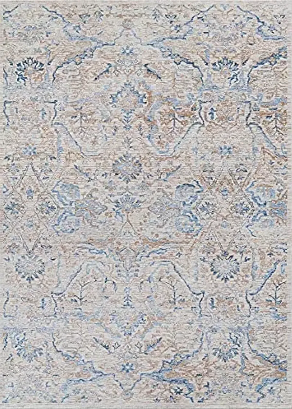 Couristan Couture Indoor Area Rug - Ballerine 2'2" x 8'11" Runner in Burnished Gold and Denim Blue, Floral Design with Fringed Edges, Medium Pile Home Decor for Living Room, Bedroom, and Dining Room