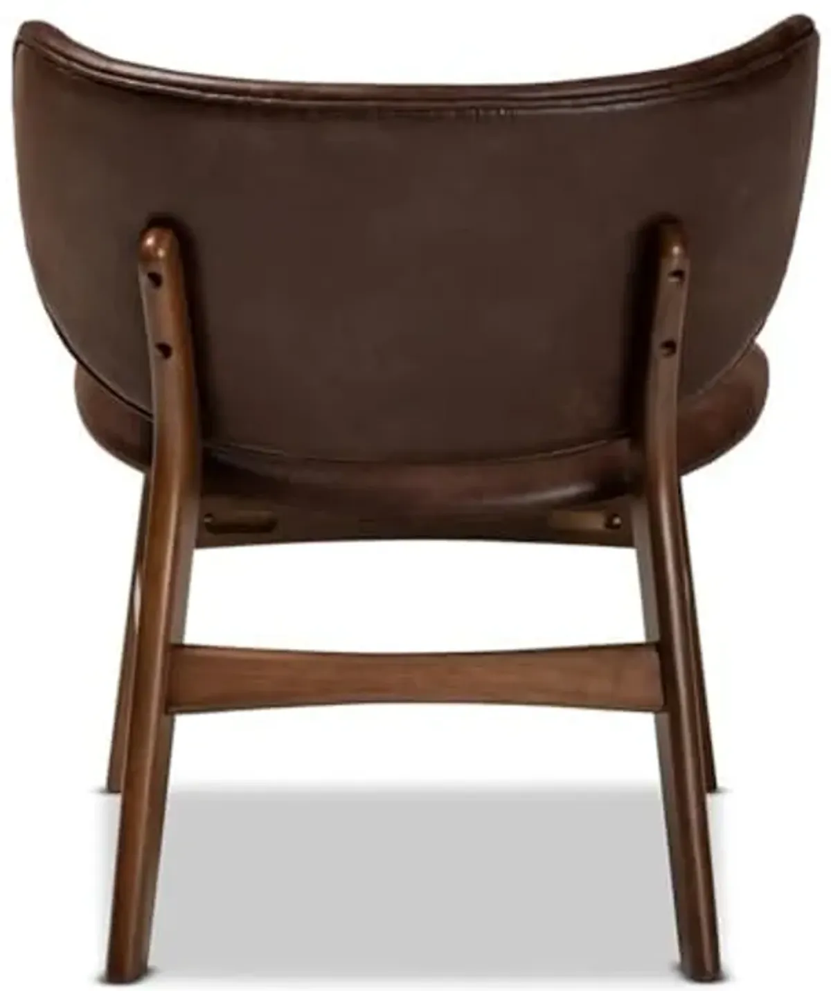 Baxton Studio Marcos Mid-Century Modern Dark Brown Faux Leather Effect and Walnut Brown Finished Wood Living Room Accent Chair