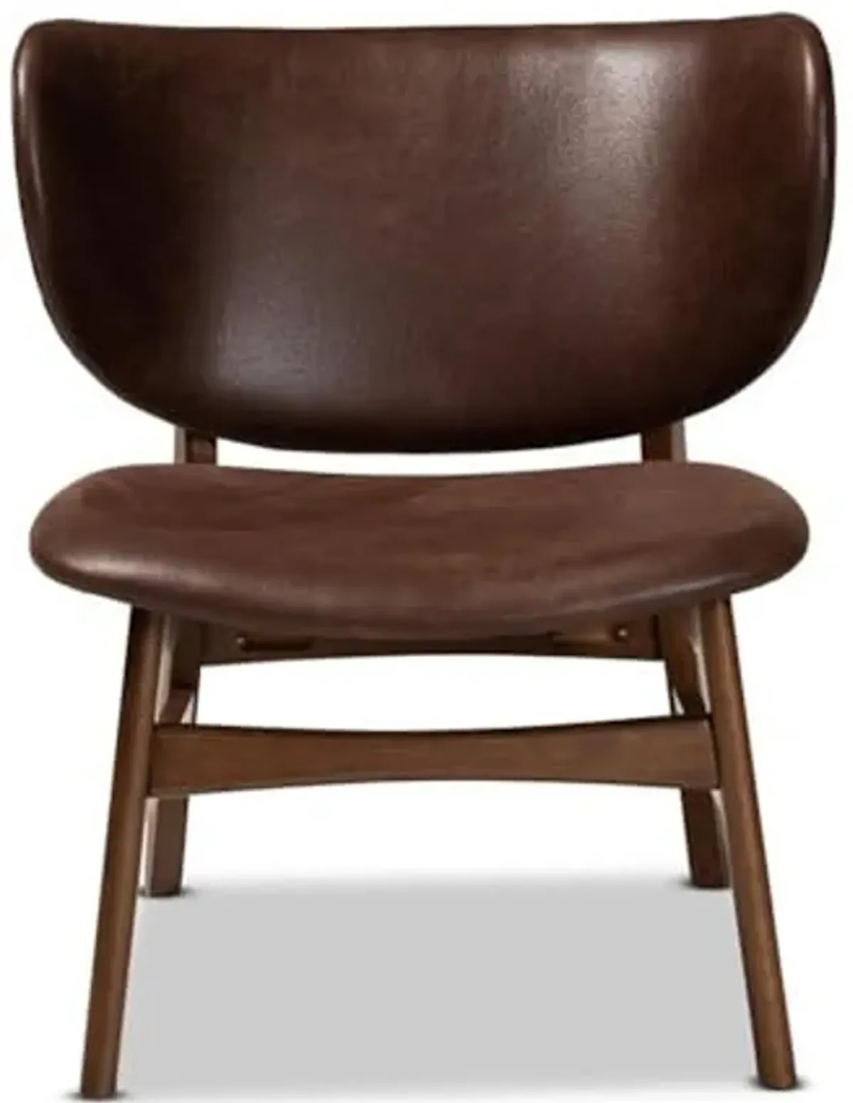 Baxton Studio Marcos Mid-Century Modern Dark Brown Faux Leather Effect and Walnut Brown Finished Wood Living Room Accent Chair