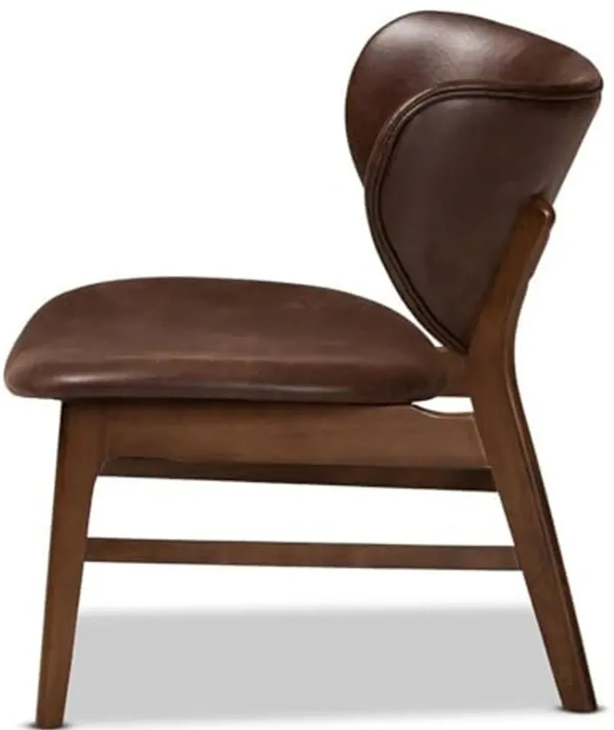 Baxton Studio Marcos Mid-Century Modern Dark Brown Faux Leather Effect and Walnut Brown Finished Wood Living Room Accent Chair