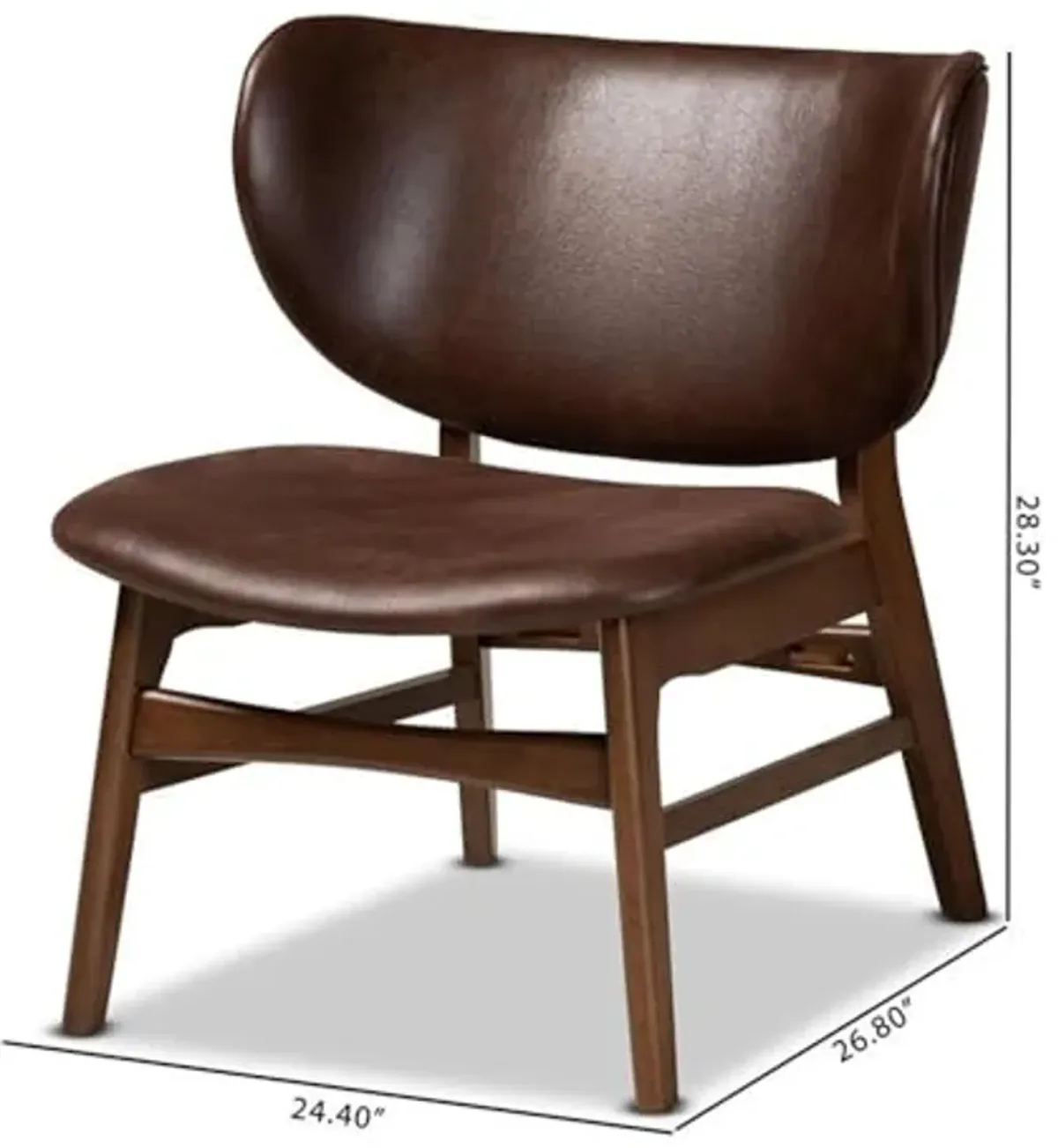 Baxton Studio Marcos Mid-Century Modern Dark Brown Faux Leather Effect and Walnut Brown Finished Wood Living Room Accent Chair