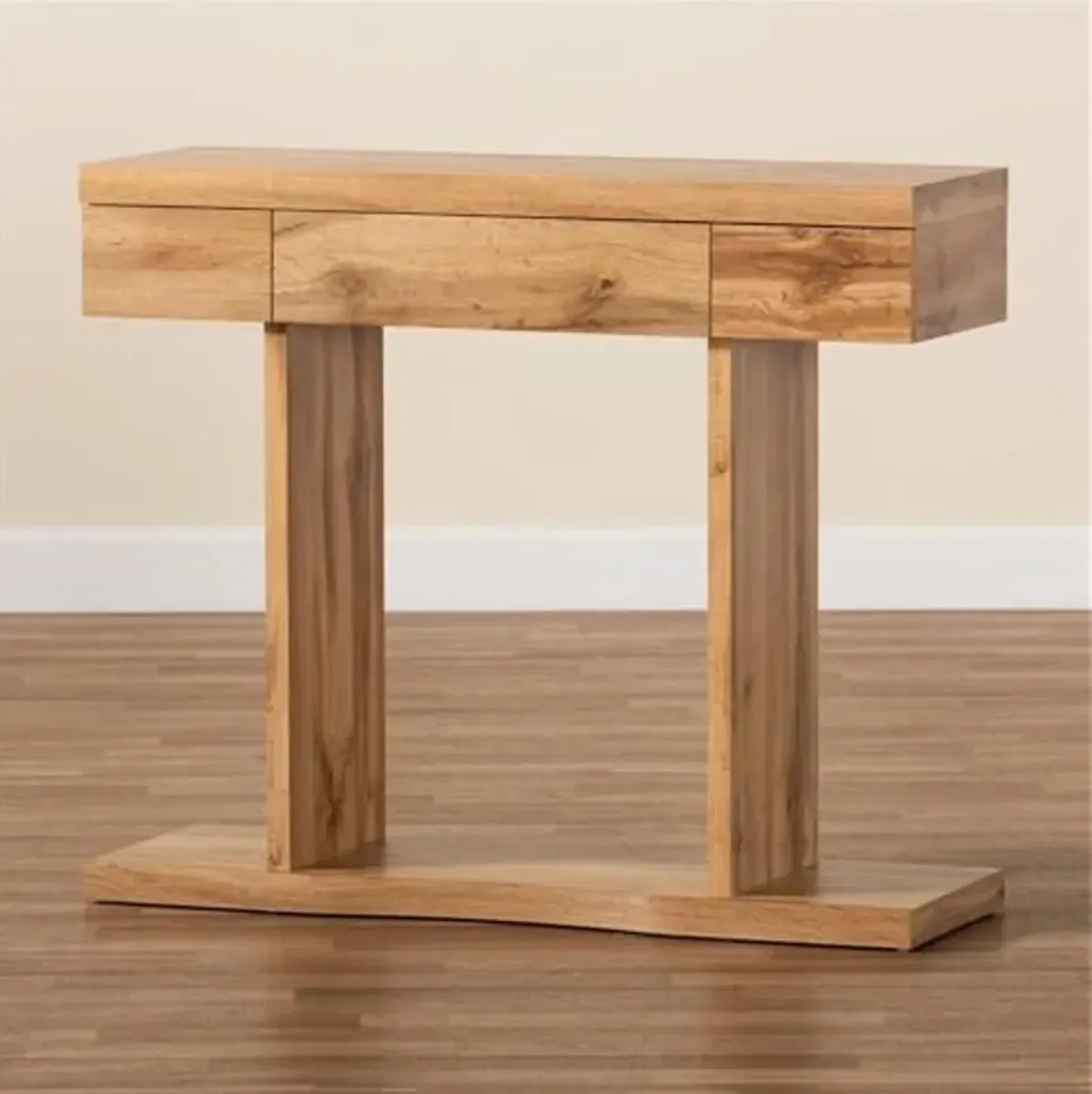 Baxton Studio Otis Modern and Contemporary Oak Brown Finished Wood 3-Drawer Console Table