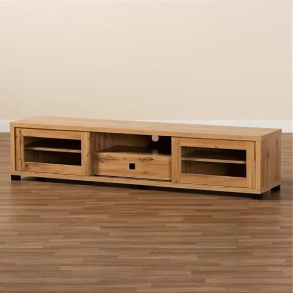 Baxton Studio Beasley Modern and Contemporary Oak Brown Finished Wood 1-Drawer TV Stand