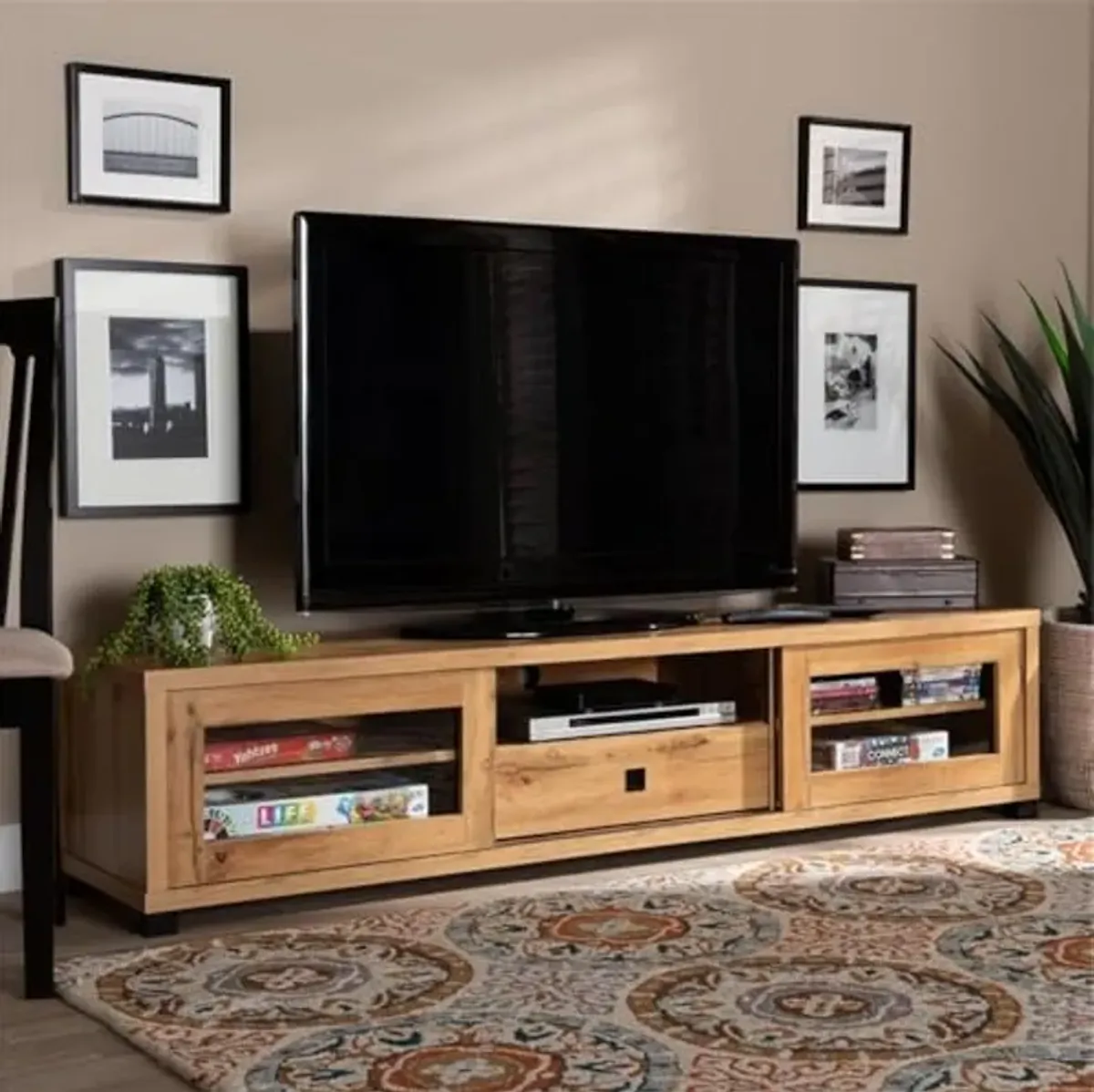 Baxton Studio Beasley Modern and Contemporary Oak Brown Finished Wood 1-Drawer TV Stand