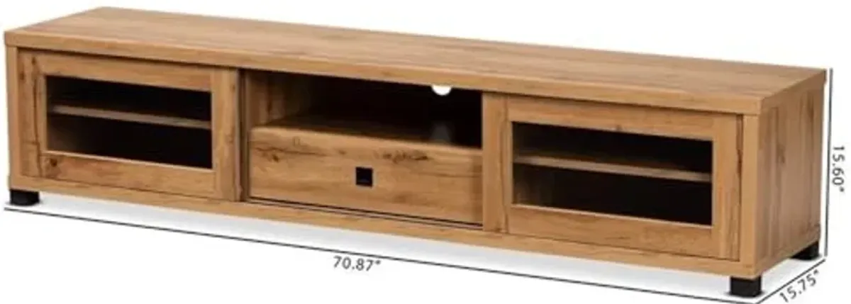 Baxton Studio Beasley Modern and Contemporary Oak Brown Finished Wood 1-Drawer TV Stand