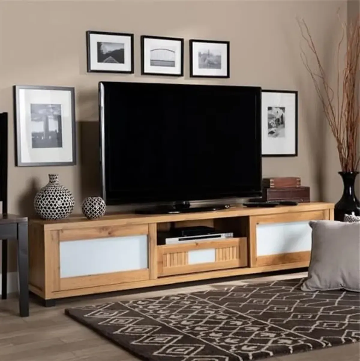 Baxton Studio Gerhardine Modern and Contemporary Oak Brown Finished Wood 1-Drawer TV Stand