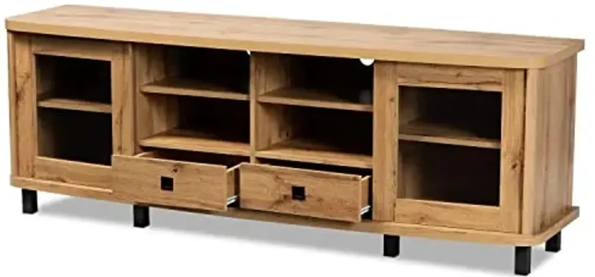 Baxton Studio Walda Modern and Contemporary Oak Brown Finished Wood 2-Drawer TV Stand