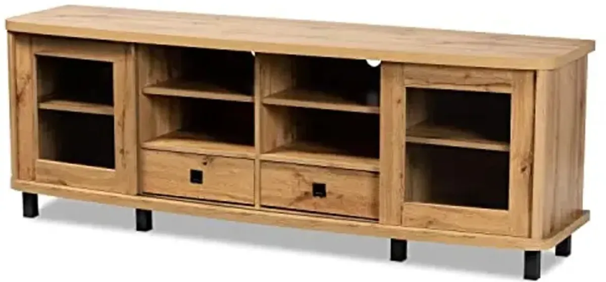 Baxton Studio Walda Modern and Contemporary Oak Brown Finished Wood 2-Drawer TV Stand