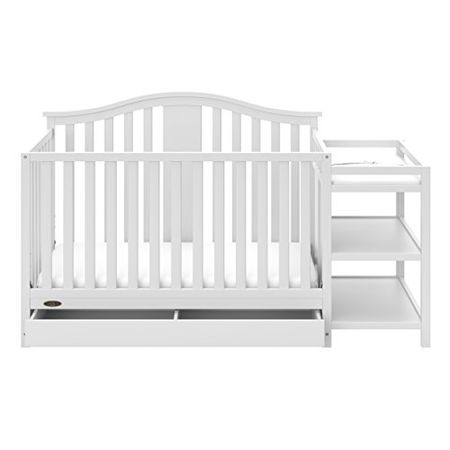 Graco Solano 4-in-1 Convertible Crib with Drawer and Changer (White) - JPMA-Certified Crib and Changer & Premium Foam Crib & Toddler Mattress – GREENGUARD Gold and CertiPUR-US Certified