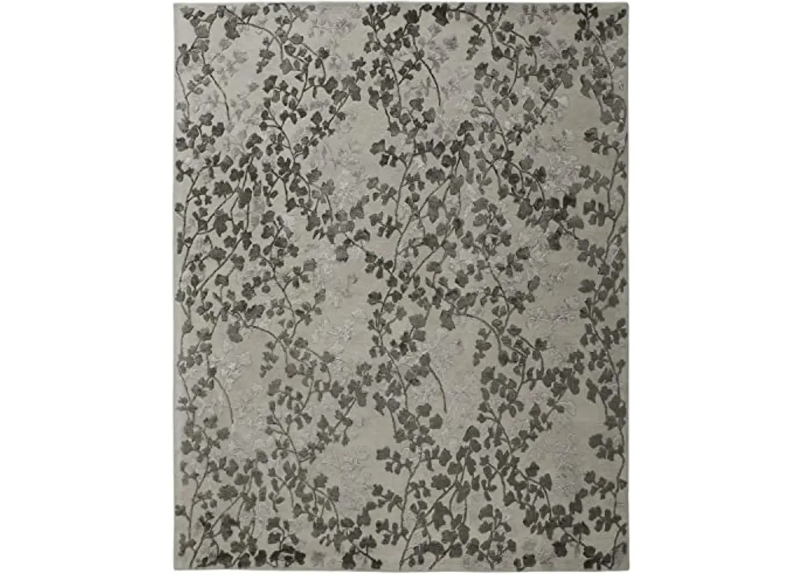 Feizy Bella 5' x 8' High/Low Floral Wool Area Rug in Silver/Dark Gray