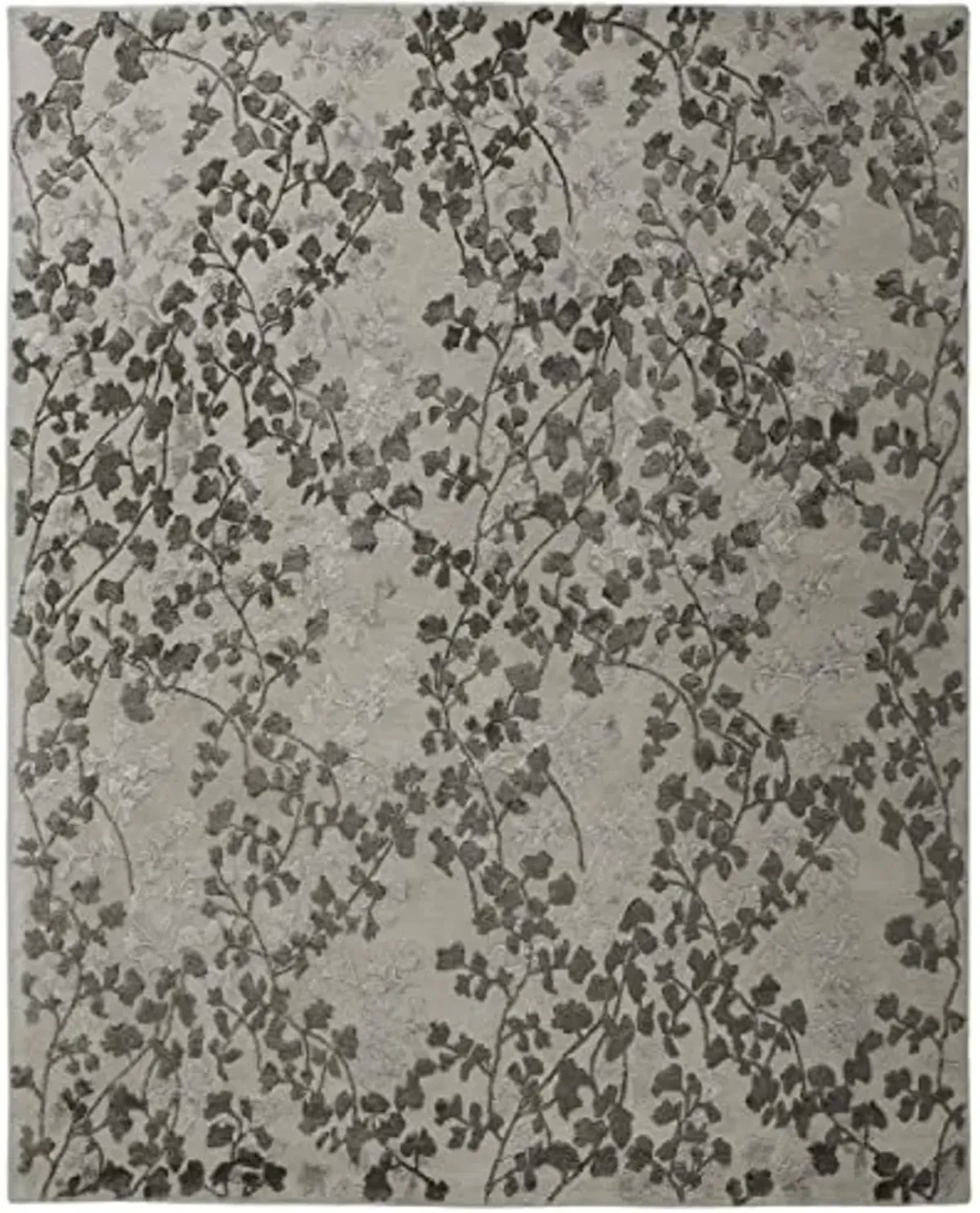 Feizy Bella 5' x 8' High/Low Floral Wool Area Rug in Silver/Dark Gray