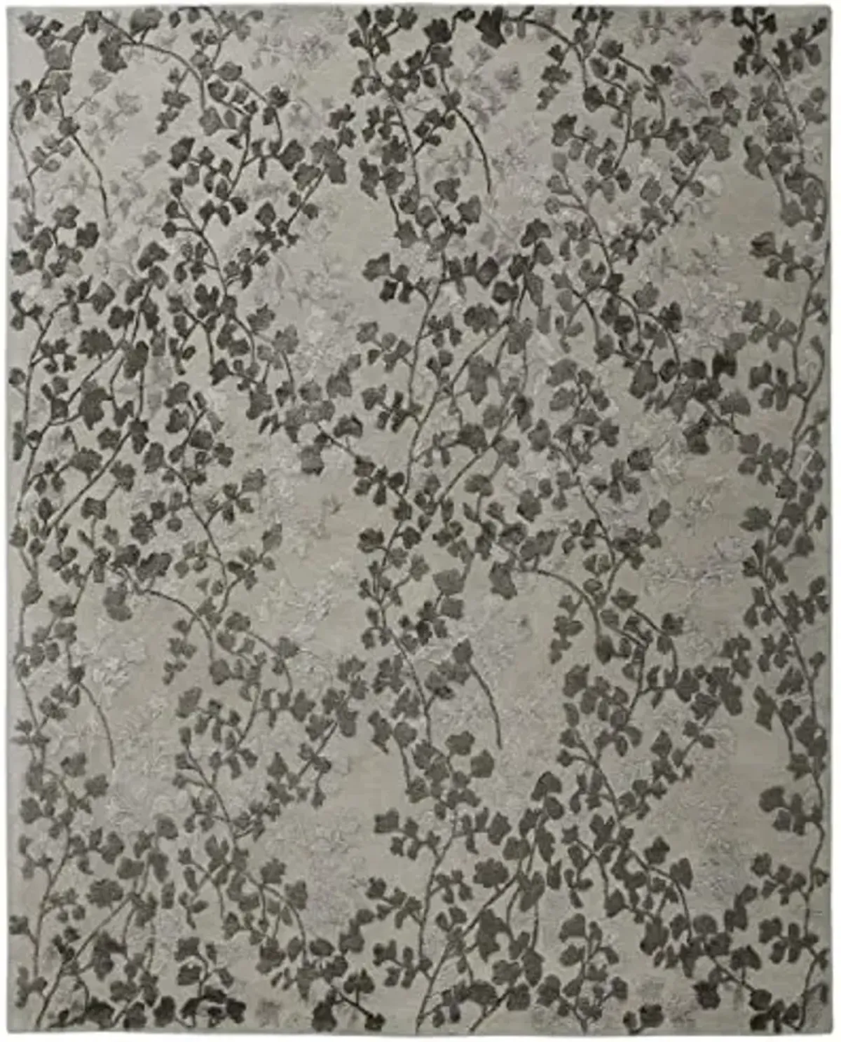 Feizy Bella 5' x 8' High/Low Floral Wool Area Rug in Silver/Dark Gray