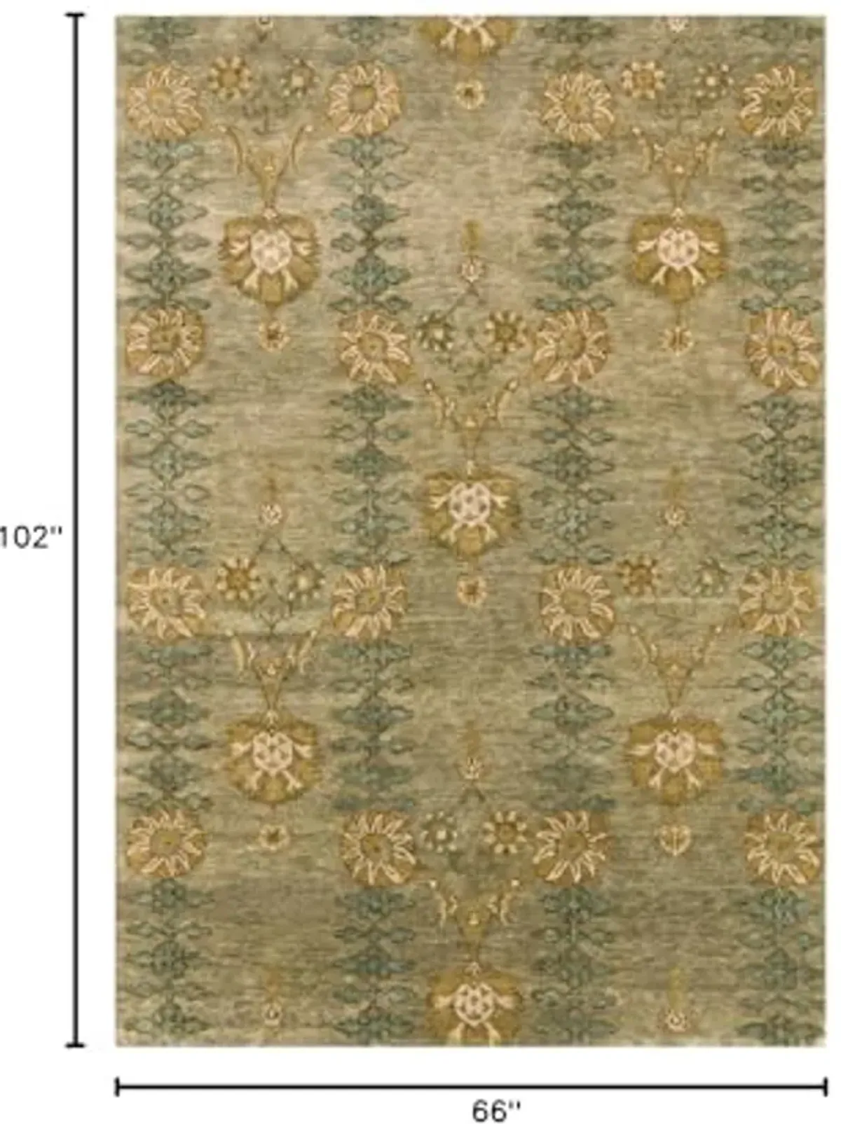 Feizy - Vardo Bohemian & Eclectic Damask, Gray/Blue/Yellow, 5'-6" x 8'-6" Area Rug