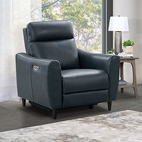 Tomasino Leather Power Recliner with Power Headrest, Blue