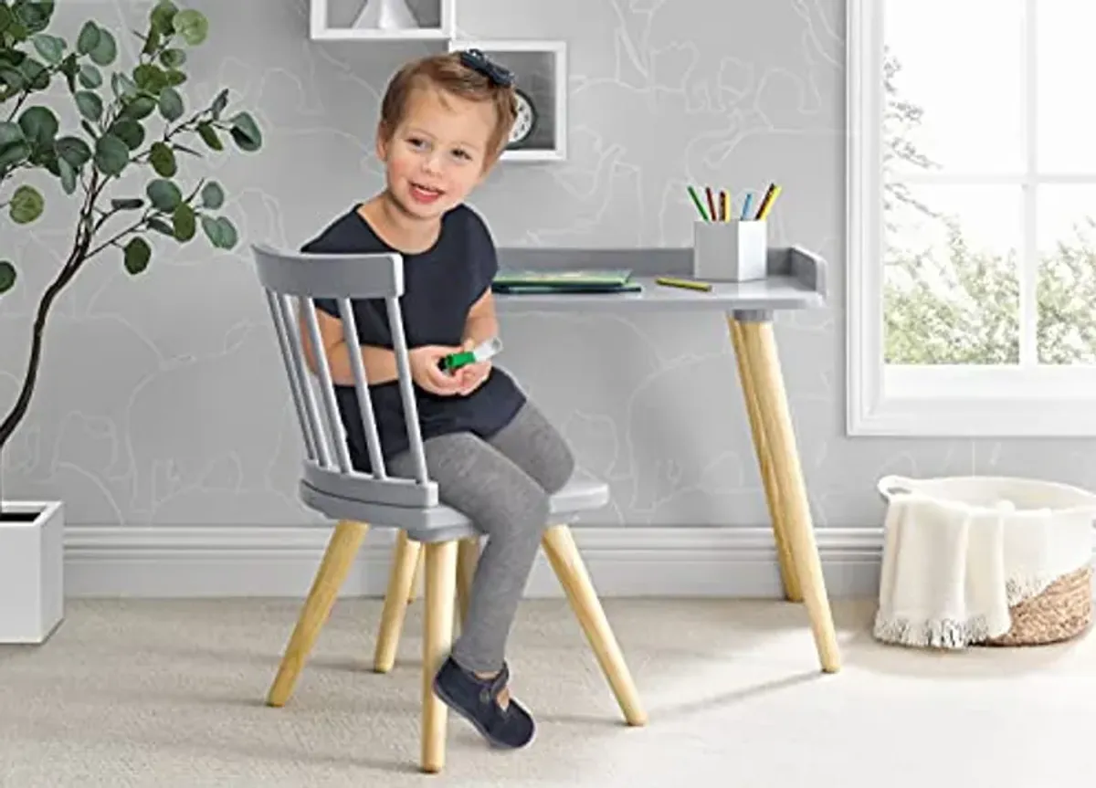 Delta Children Essex Kids' Desk & Chair Set-Greenguard Gold Certified-Ideal for Arts & Crafts, Snack Time, Studying-for Ages 4 Years+, Grey/Natural