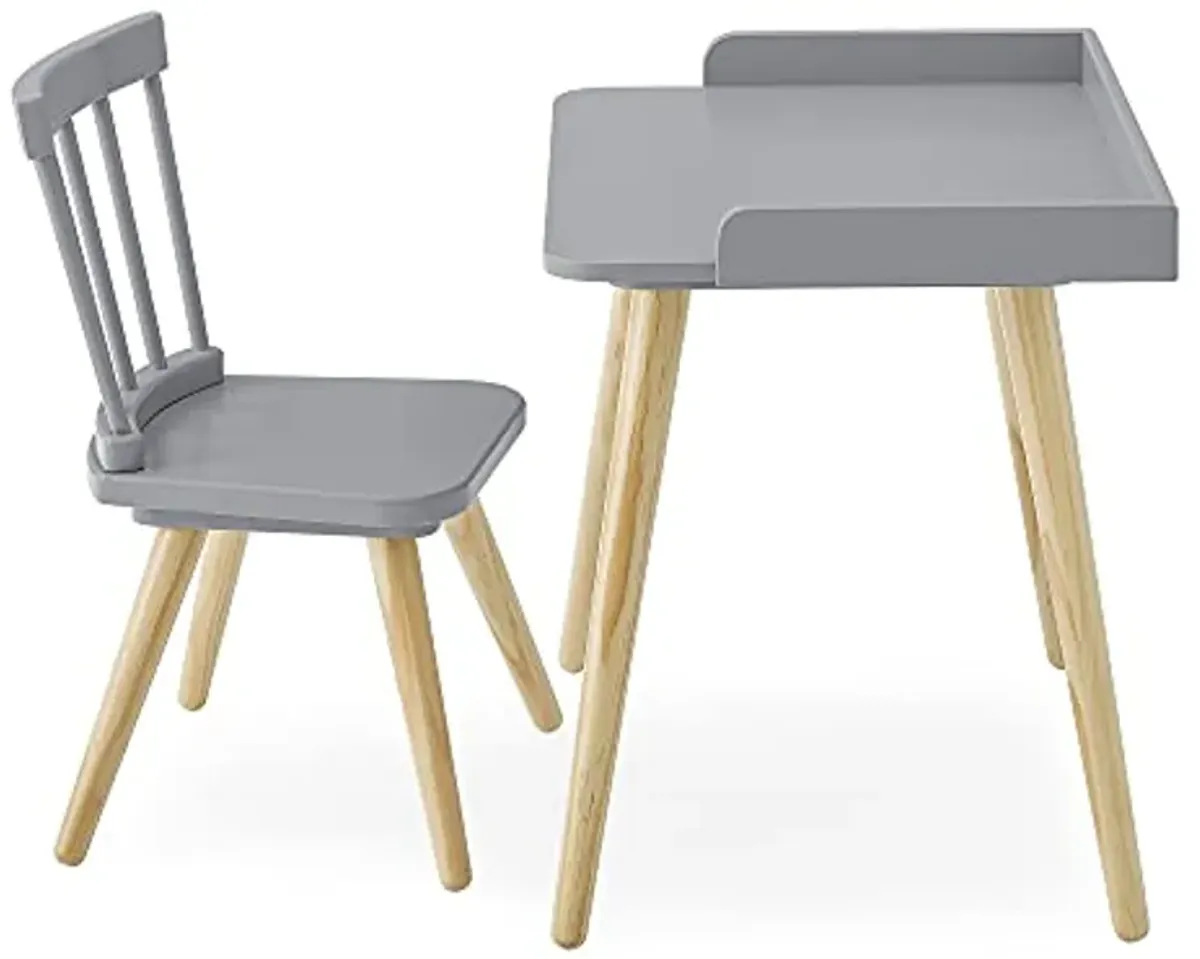 Delta Children Essex Kids' Desk & Chair Set-Greenguard Gold Certified-Ideal for Arts & Crafts, Snack Time, Studying-for Ages 4 Years+, Grey/Natural