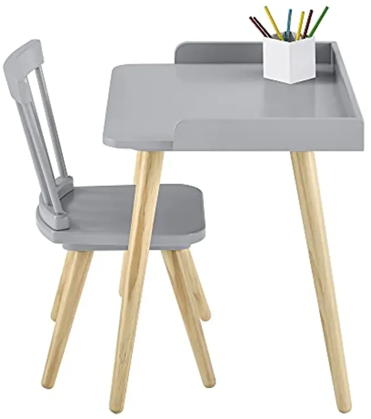 Delta Children Essex Kids' Desk & Chair Set-Greenguard Gold Certified-Ideal for Arts & Crafts, Snack Time, Studying-for Ages 4 Years+, Grey/Natural