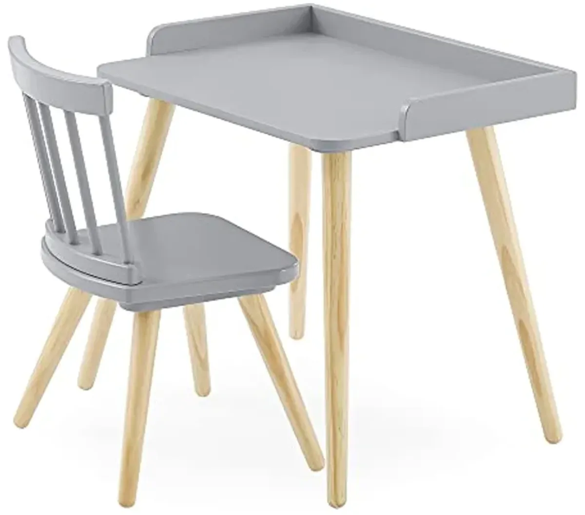 Delta Children Essex Kids' Desk & Chair Set-Greenguard Gold Certified-Ideal for Arts & Crafts, Snack Time, Studying-for Ages 4 Years+, Grey/Natural