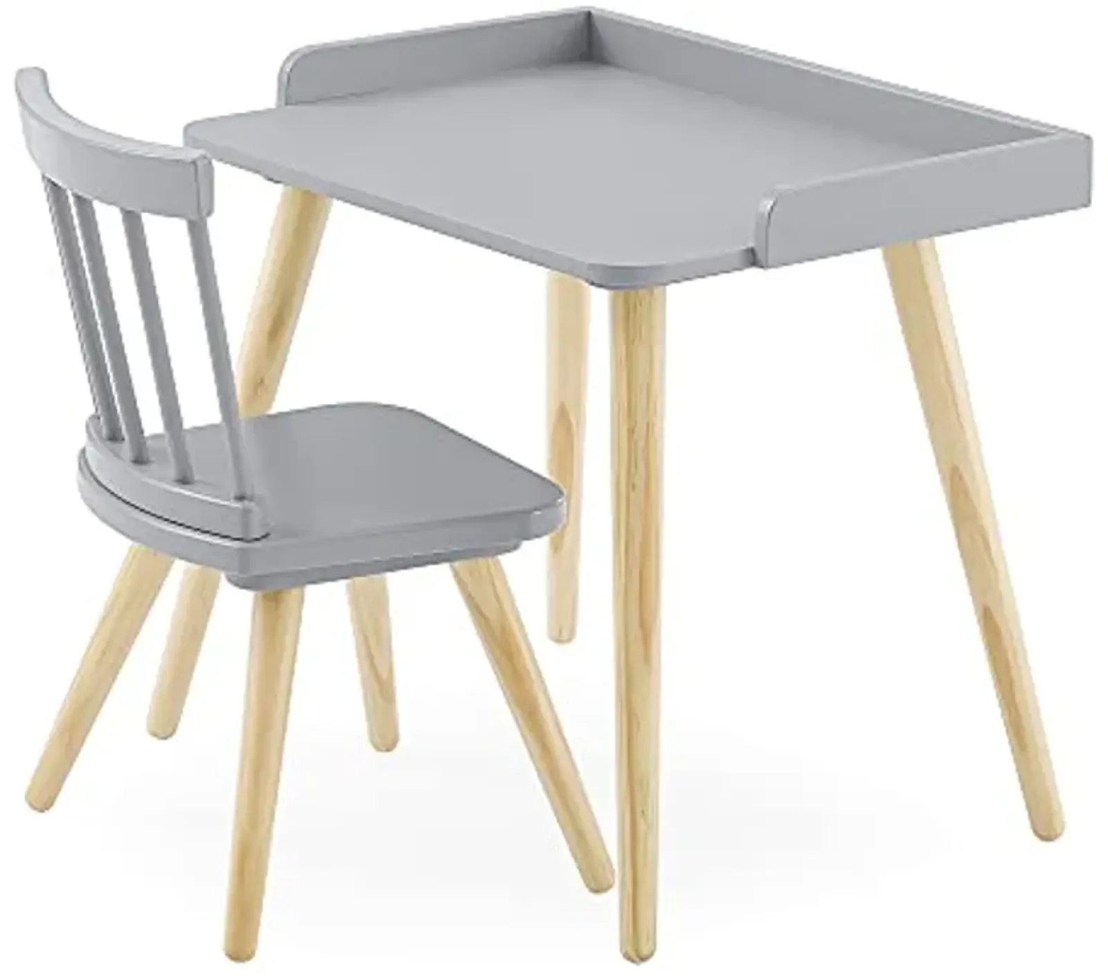 Delta Children Essex Kids' Desk & Chair Set-Greenguard Gold Certified-Ideal for Arts & Crafts, Snack Time, Studying-for Ages 4 Years+, Grey/Natural