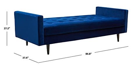 Safavieh Couture Home Collection Francine Navy Blue Velvet Upholstered Tufted Bedroom Living Room Daybed Bench SFV4759A