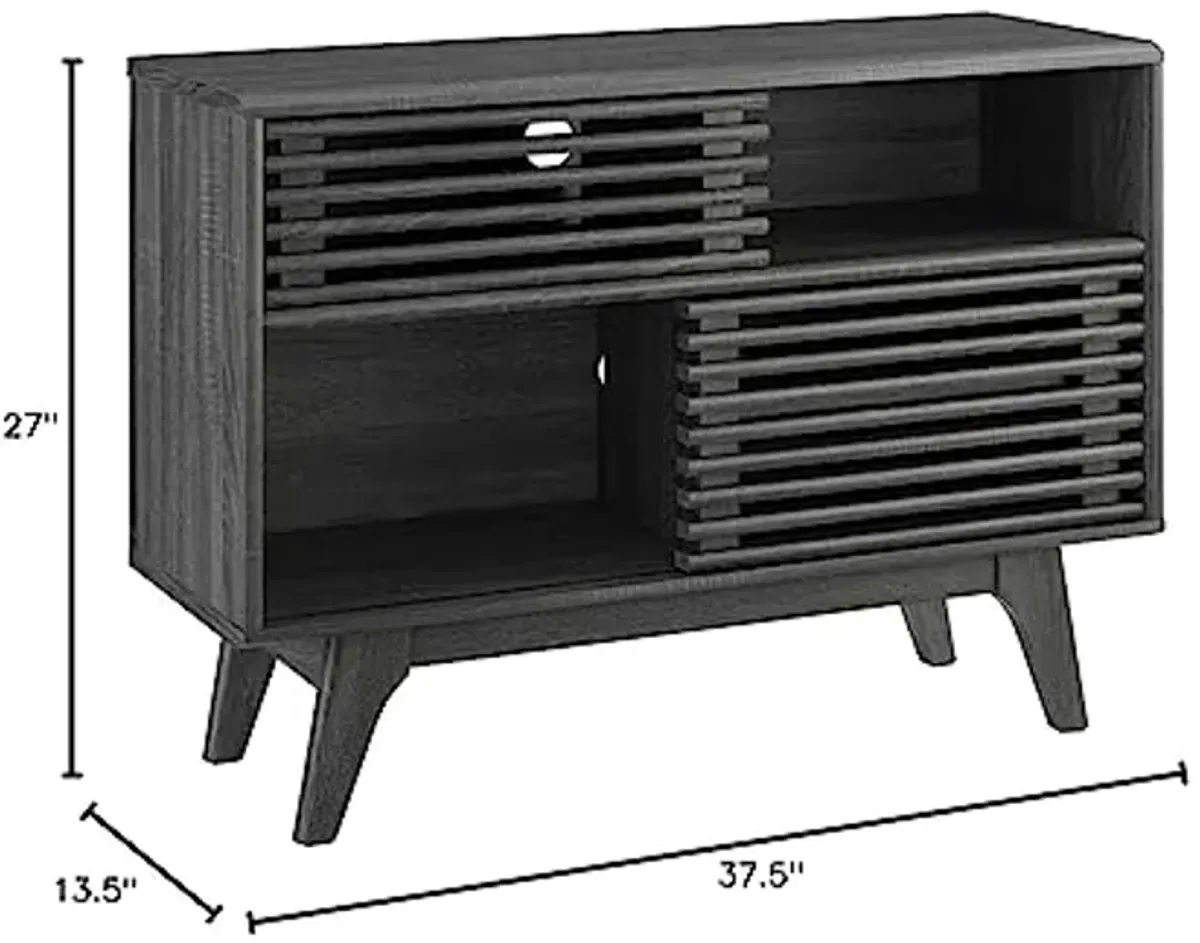 Modway Render Mid-Century Modern Two-Tier Display Stand in Charcoal