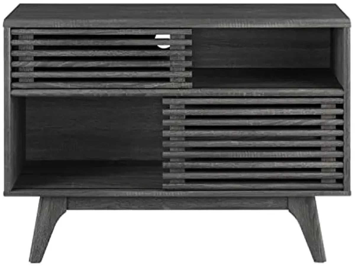 Modway Render Mid-Century Modern Two-Tier Display Stand in Charcoal